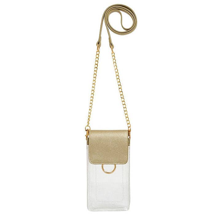 TB28208 Transparent Clear Cell Phone Holder/Crossbody: White Tiger