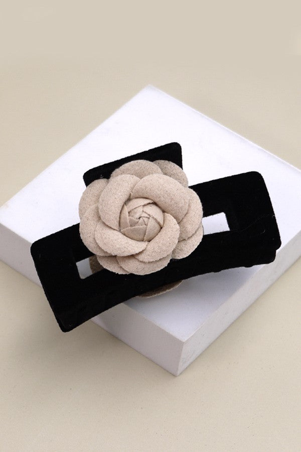 velvet rose rectangle claw clip