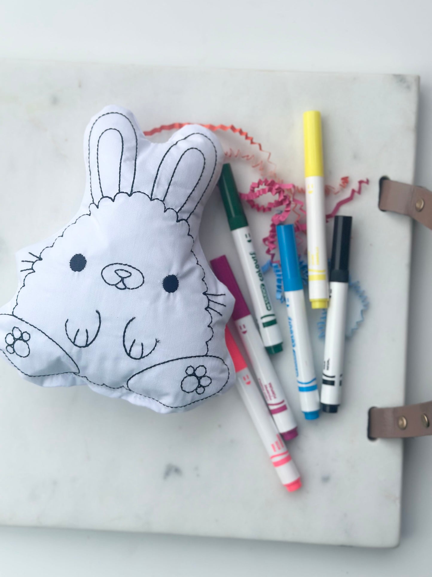 bunny doodle activity pillow