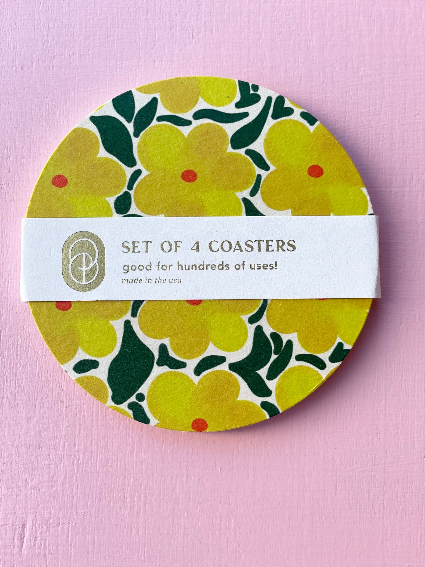 sunshine daffodil coaster - set of 4