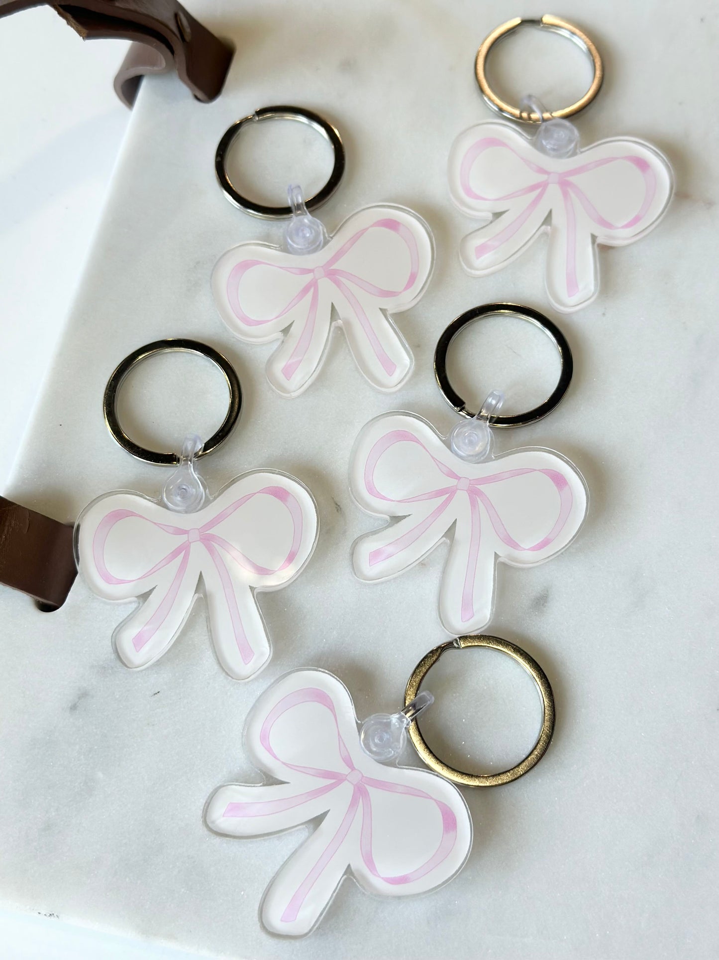 pink bow acrylic keychain