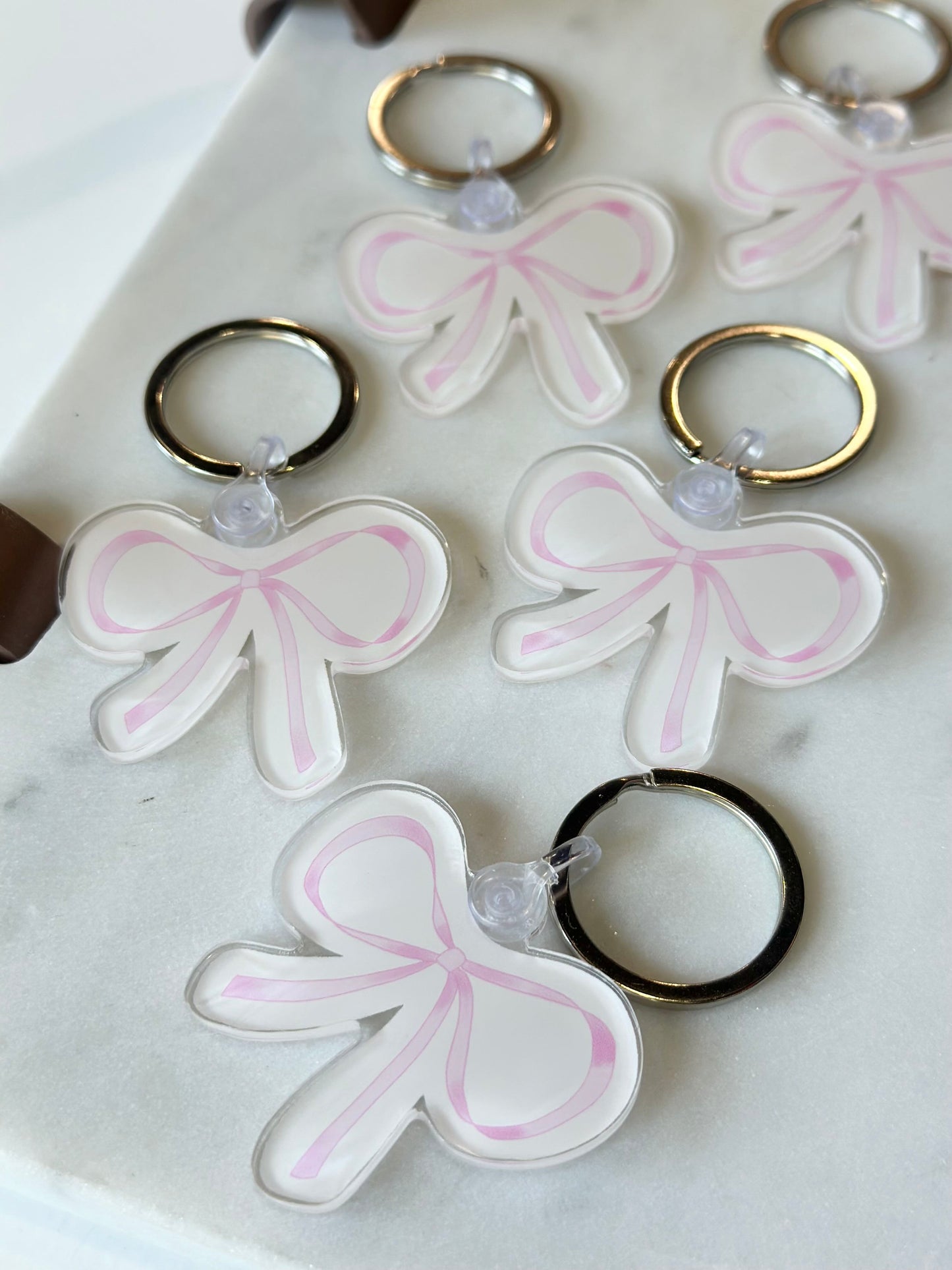 pink bow acrylic keychain