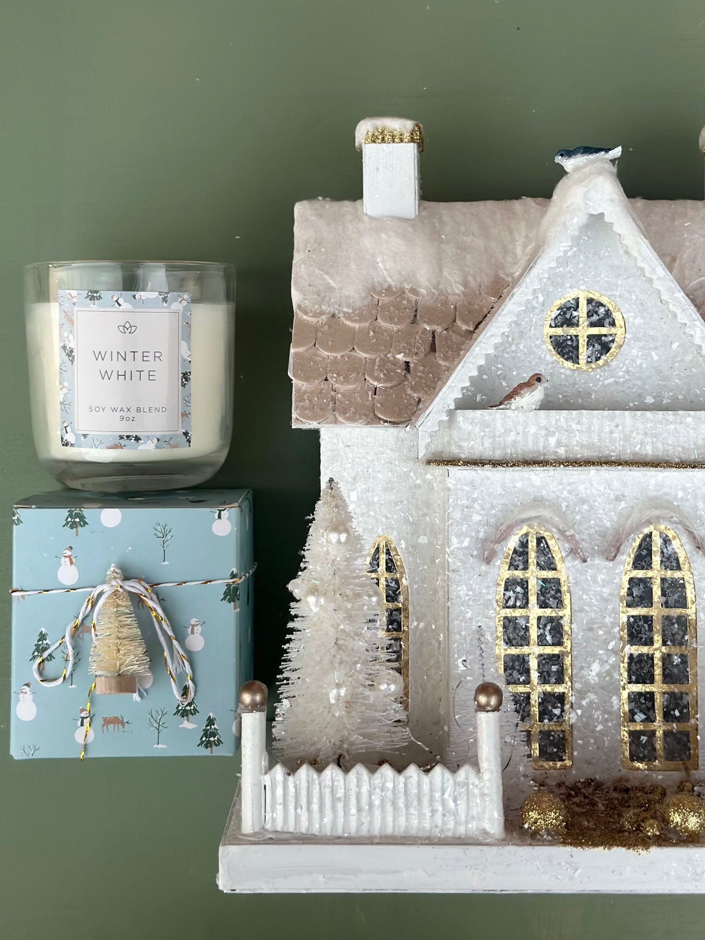 snowman boxed candle - winter white