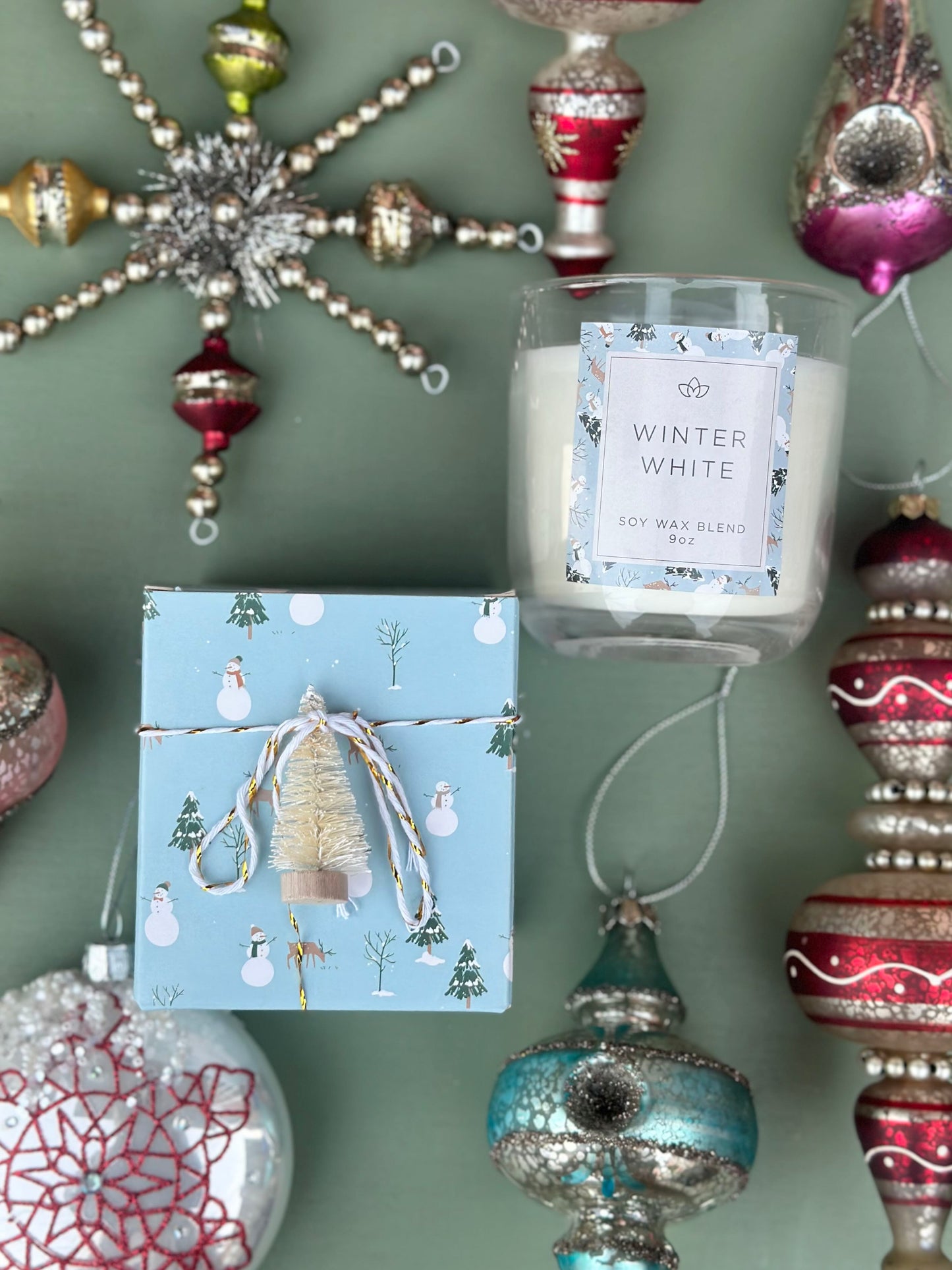 snowman boxed candle - winter white