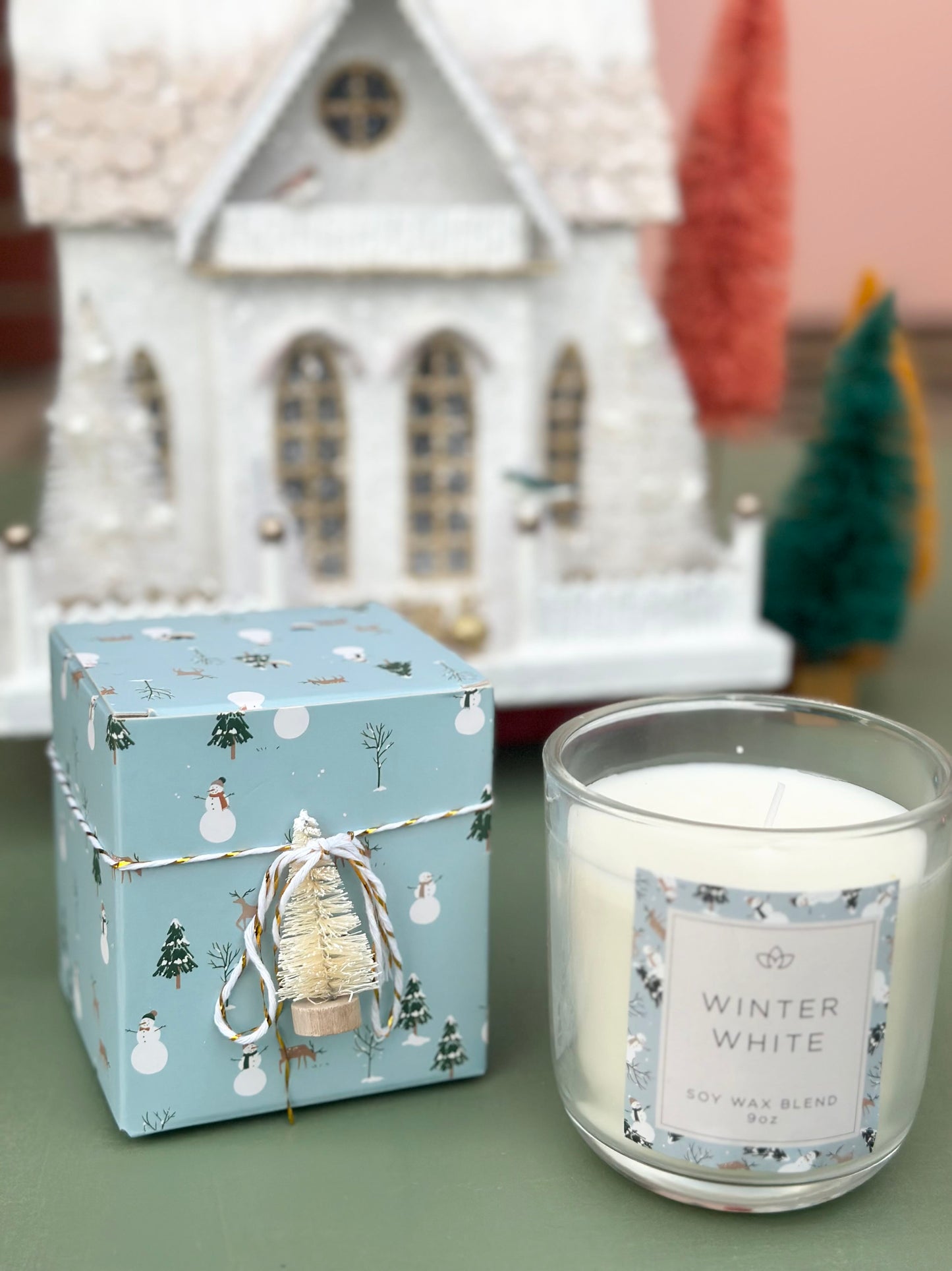 snowman boxed candle - winter white