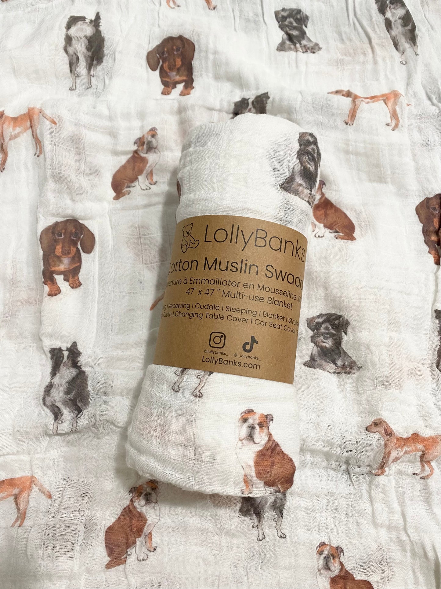 dog print swaddle blanket