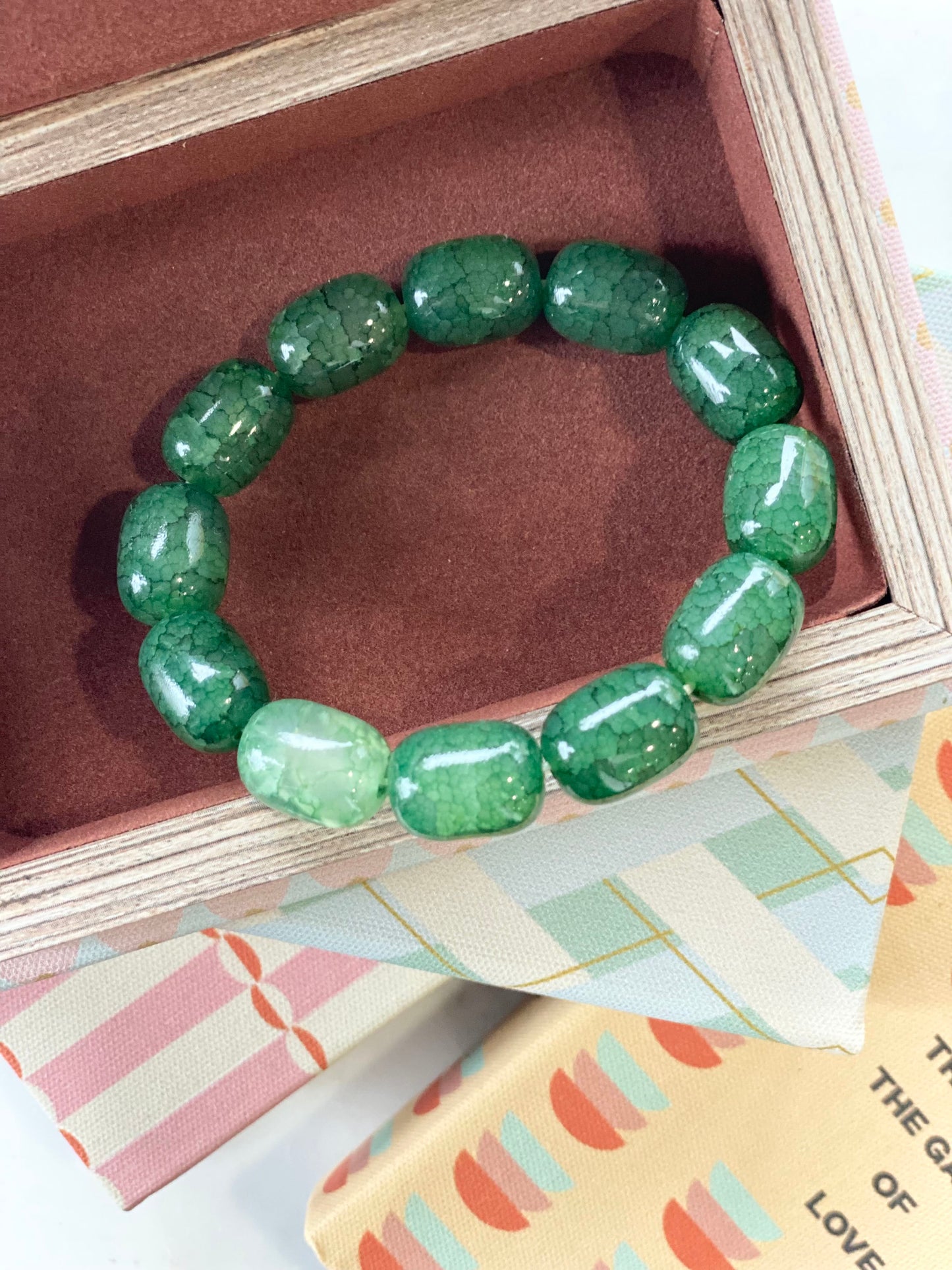cracked stone beaded bracelet