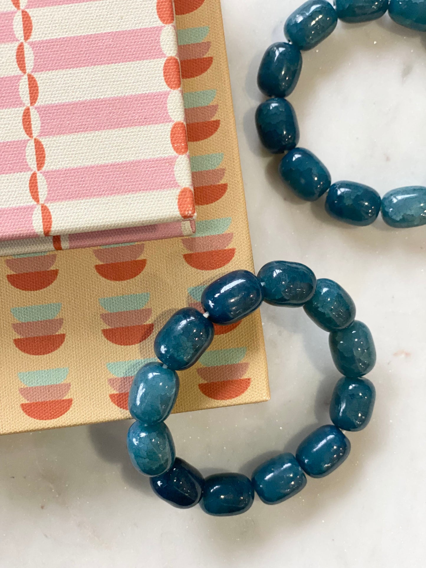 cracked stone beaded bracelet