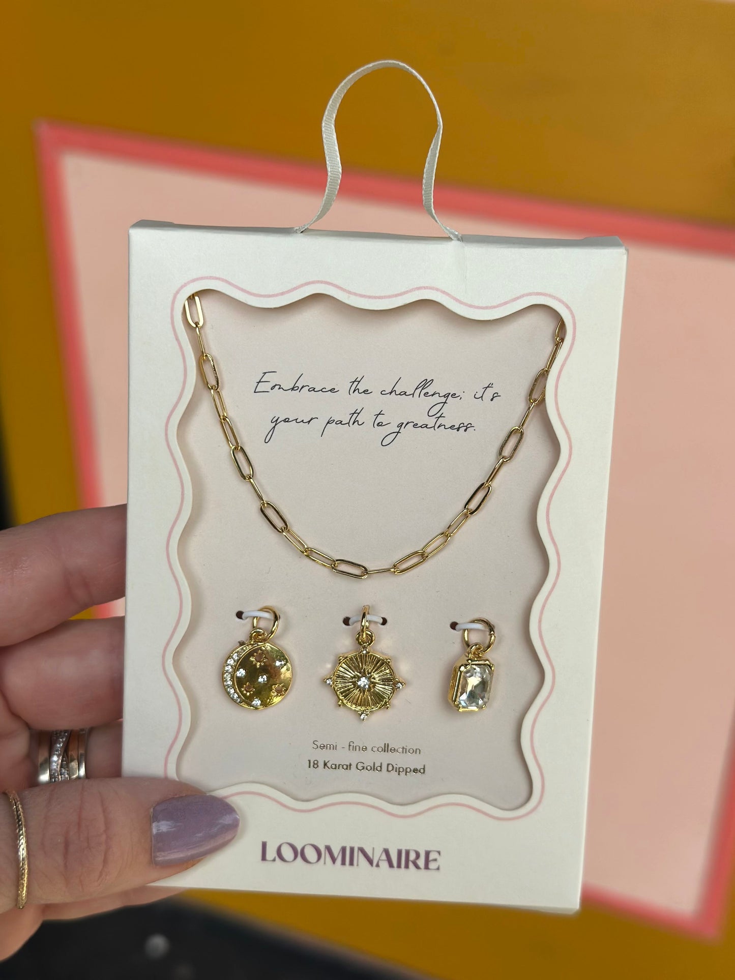 embrace the challenge charm necklace set