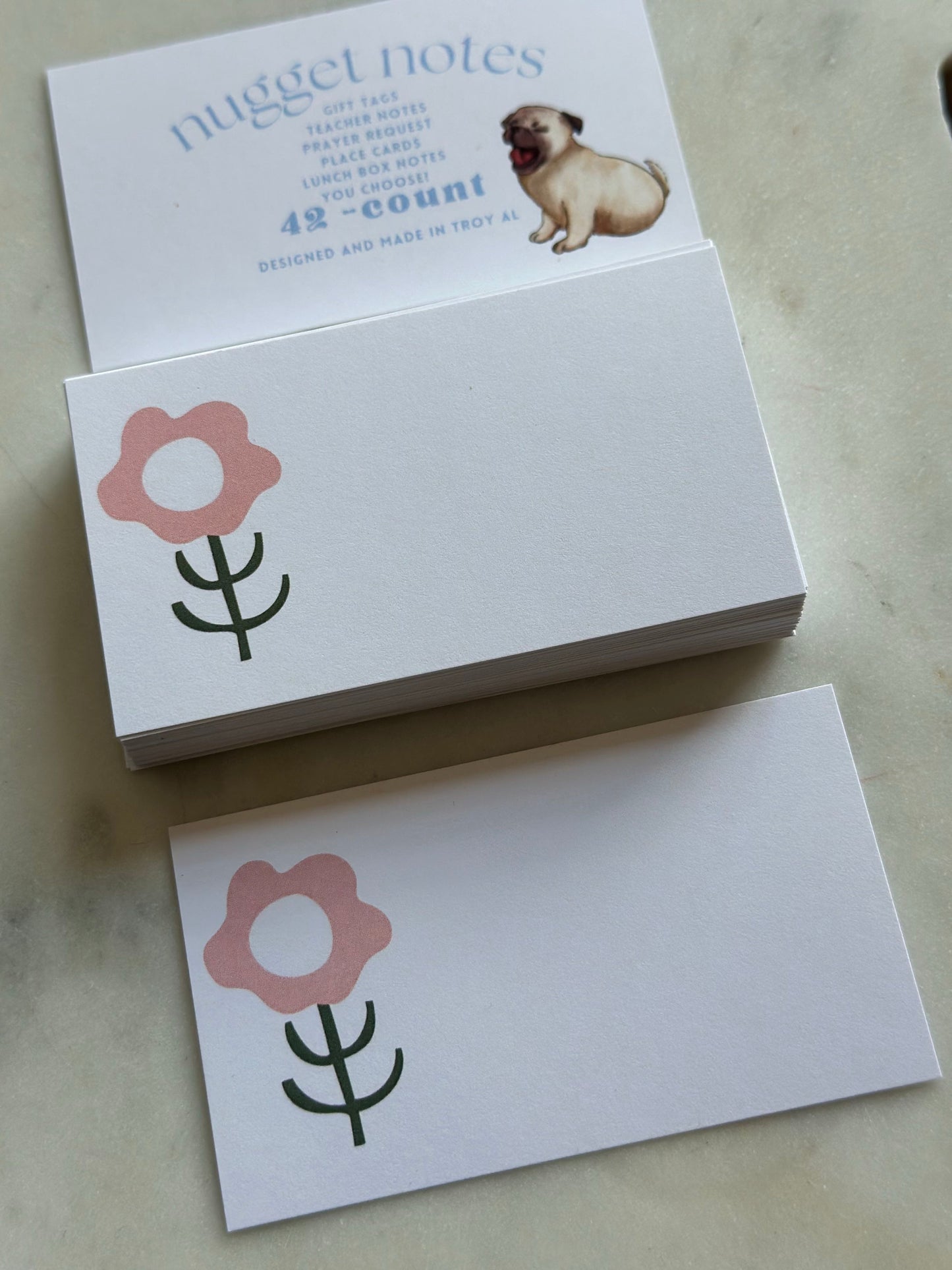 nugget notes - pink flower