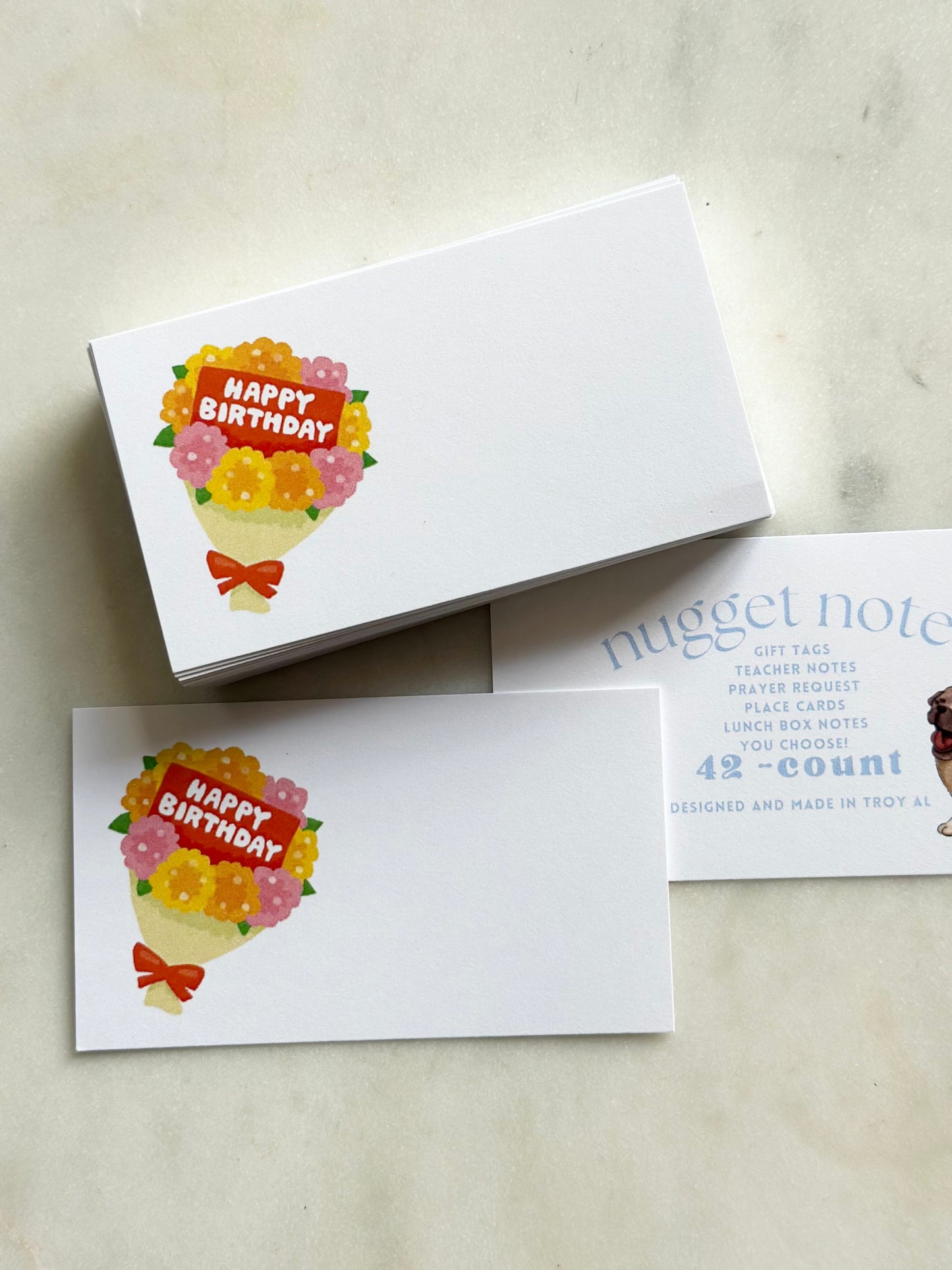 nugget notes - HBD bouquet