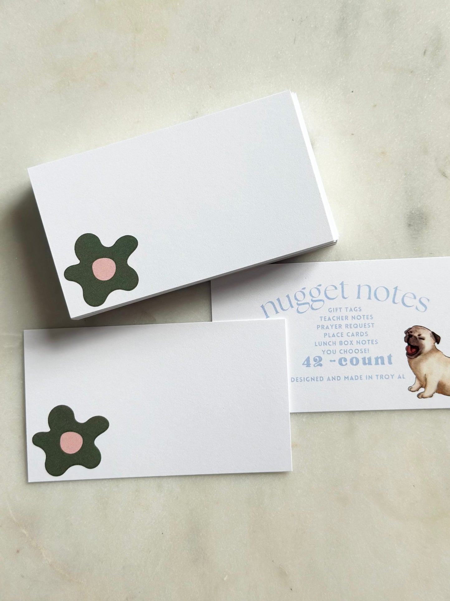 nugget notes - retro green flower