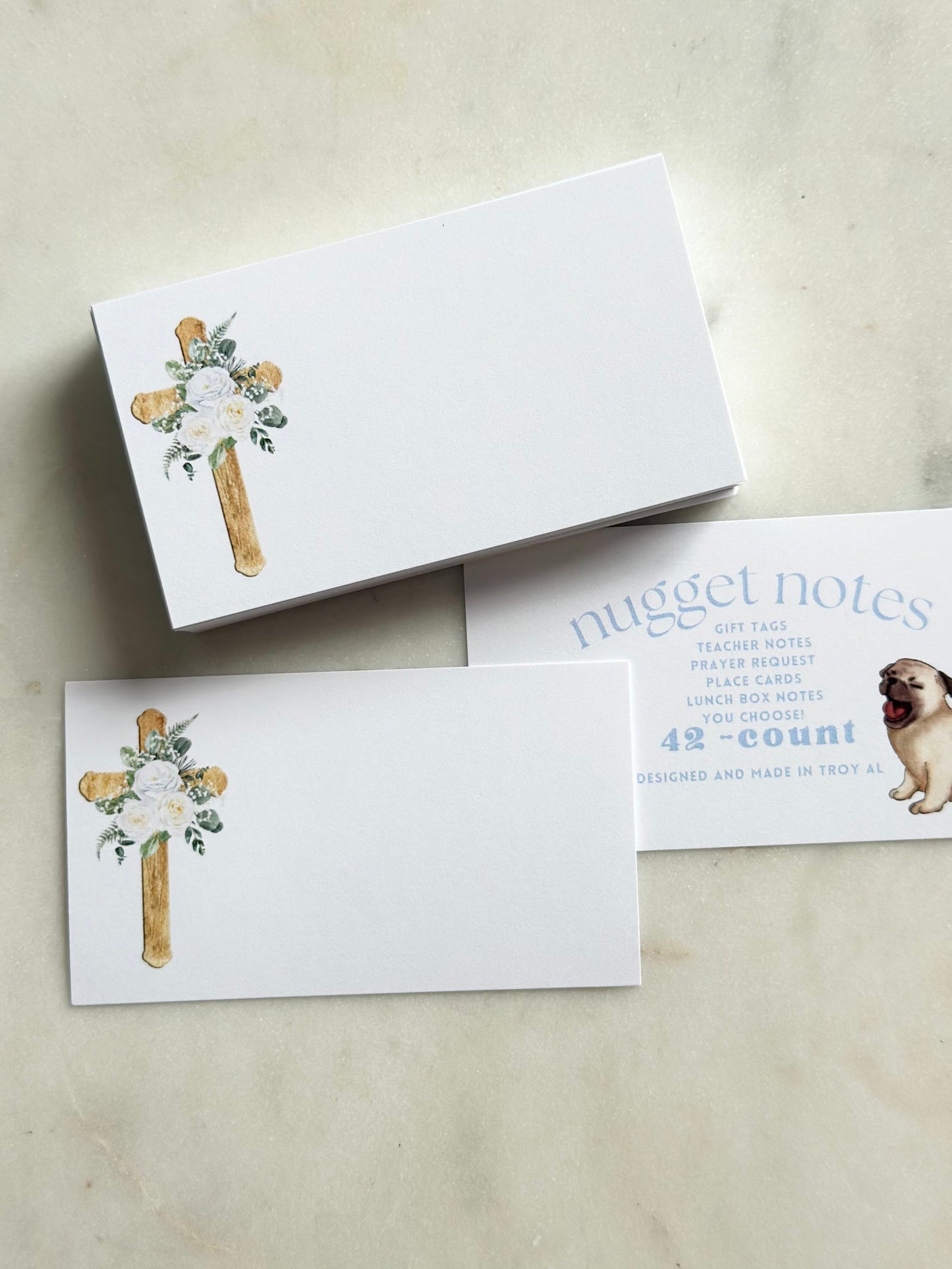 nugget notes - cross with white floral