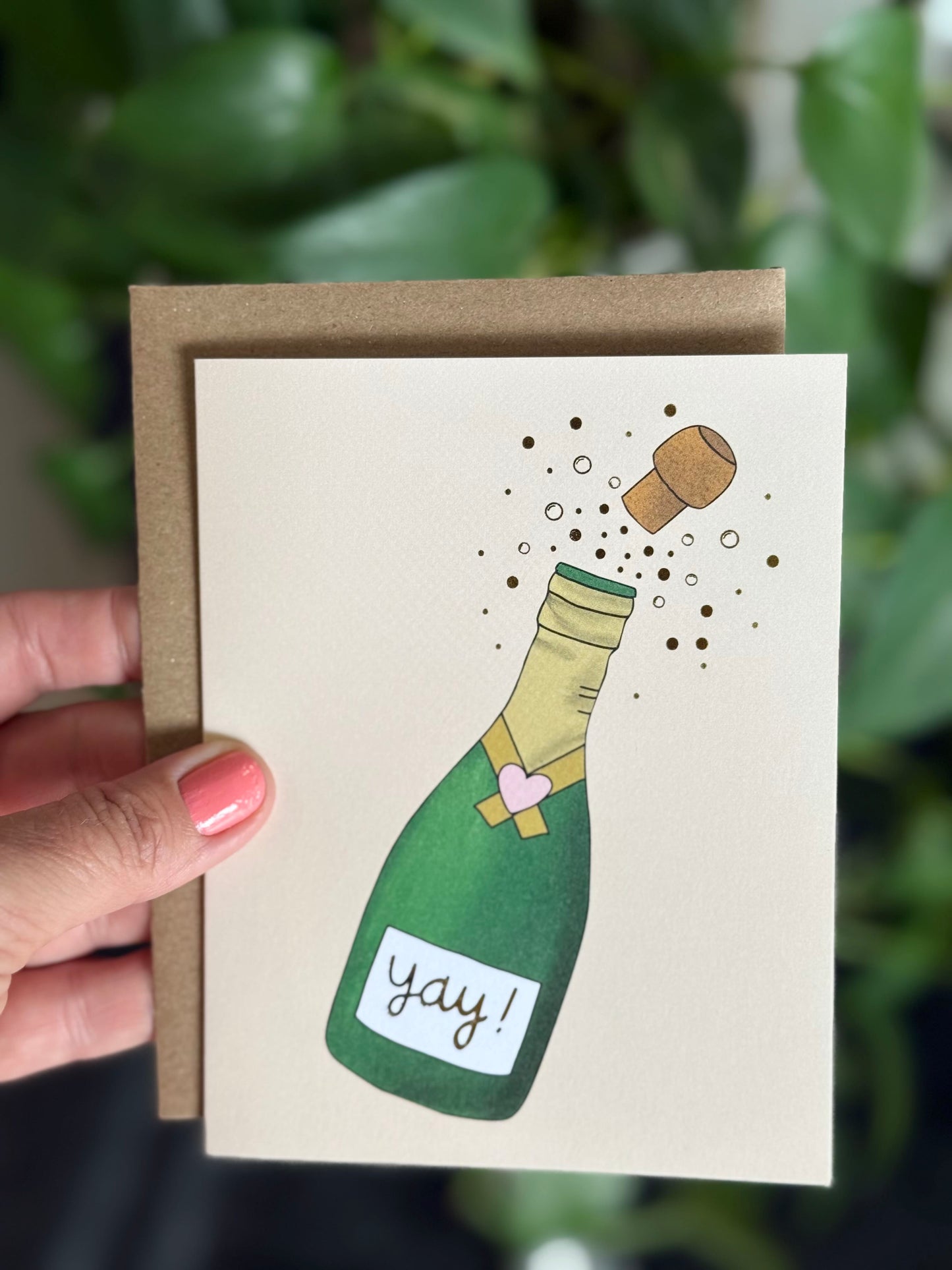 champagne yay congratulations card