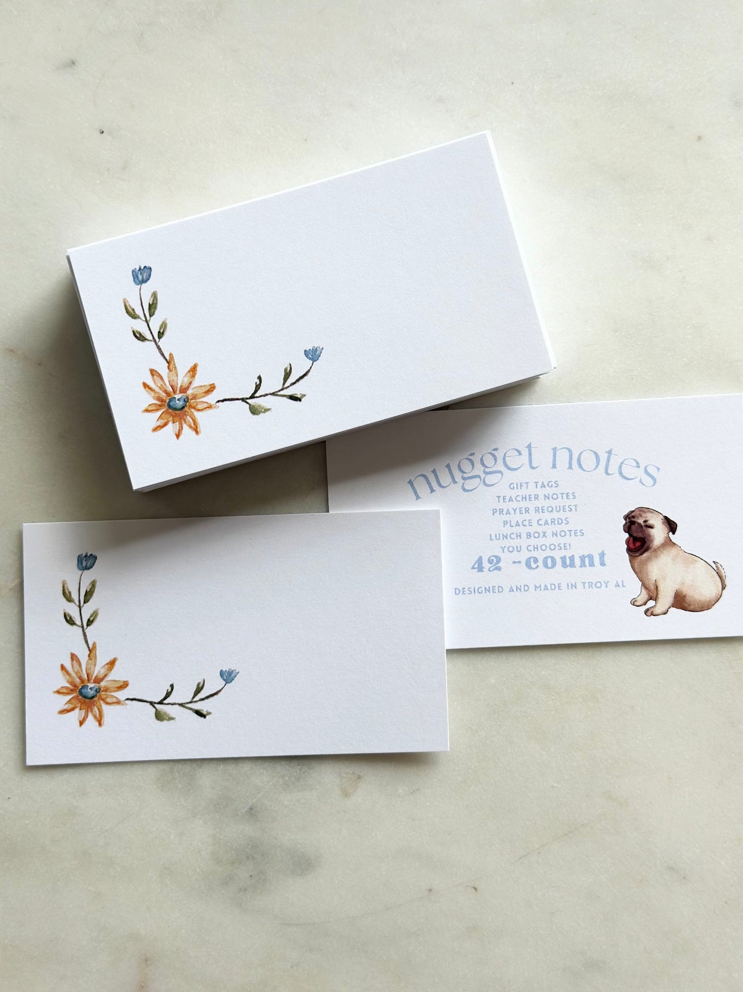 nugget notes - floral corner yellow/blue