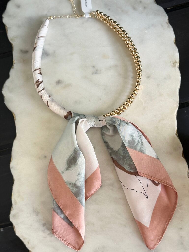 the eloise scarf necklace - peach