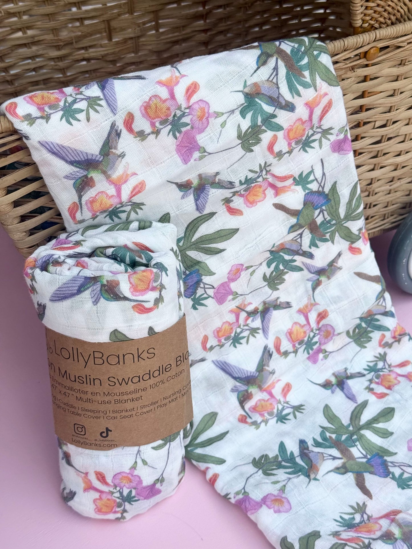 hum along hummingbird baby swaddle blanket