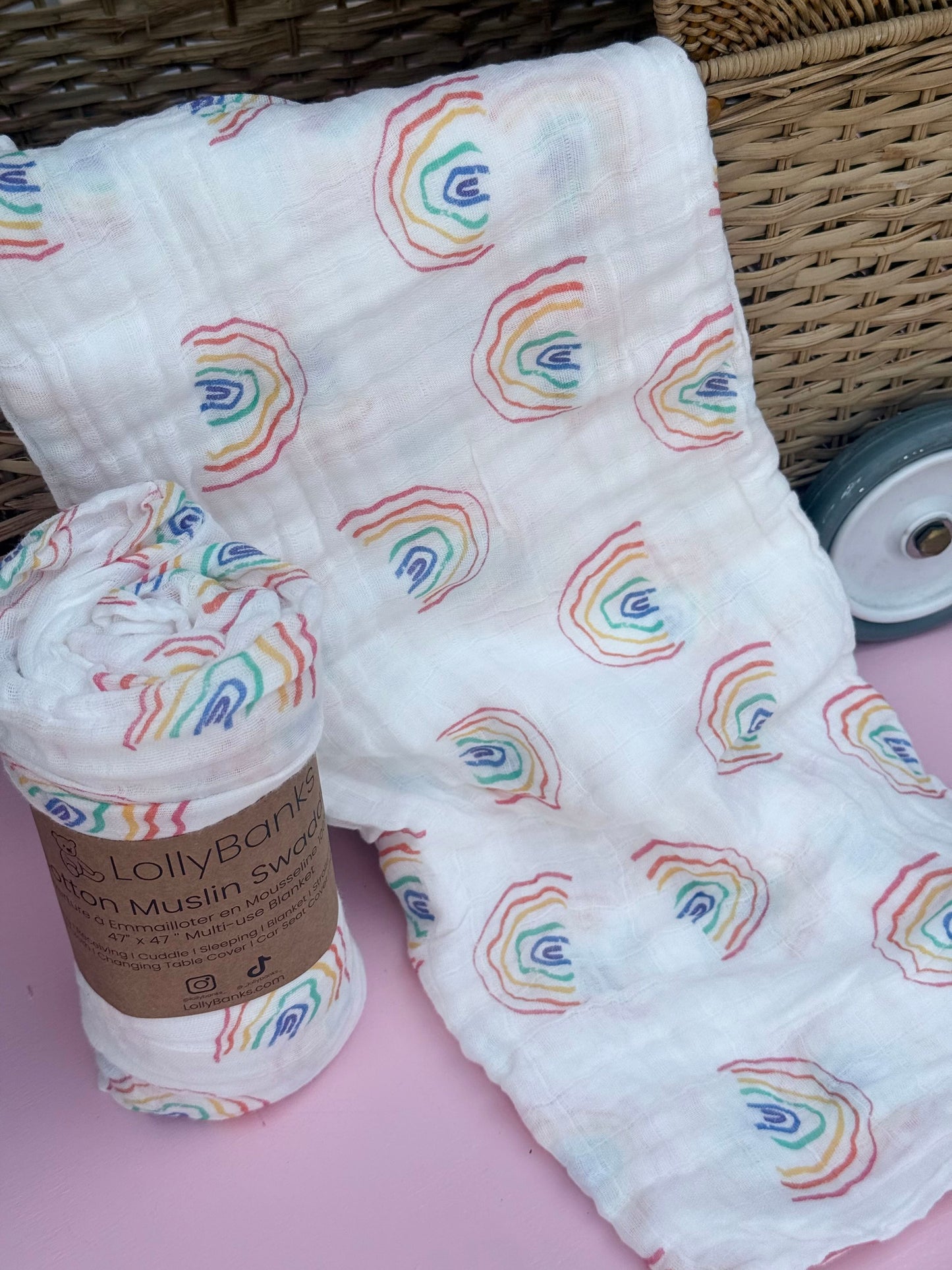 over the rainbow baby swaddle blanket