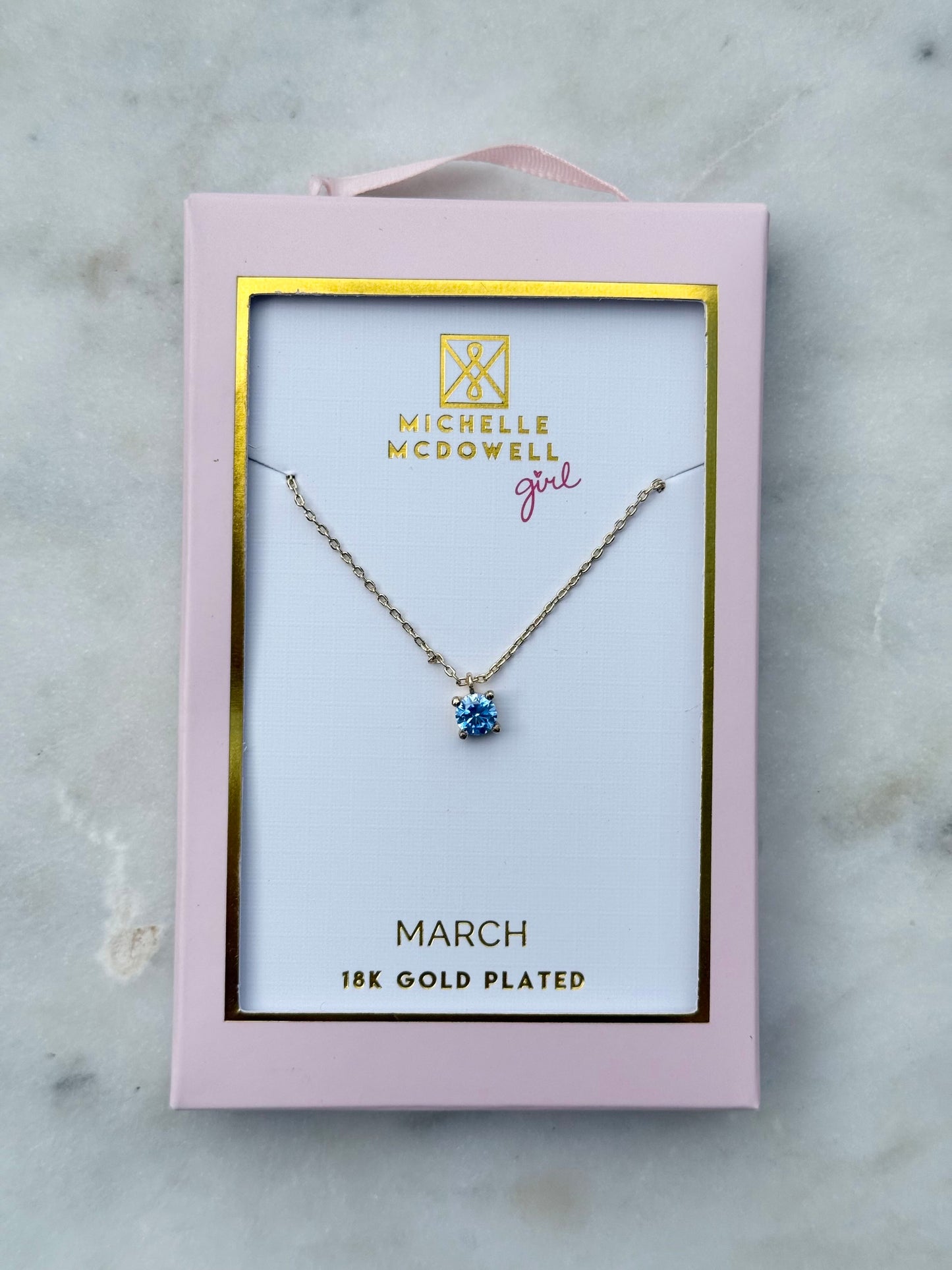 michelle mcdowell birthstone necklace - march