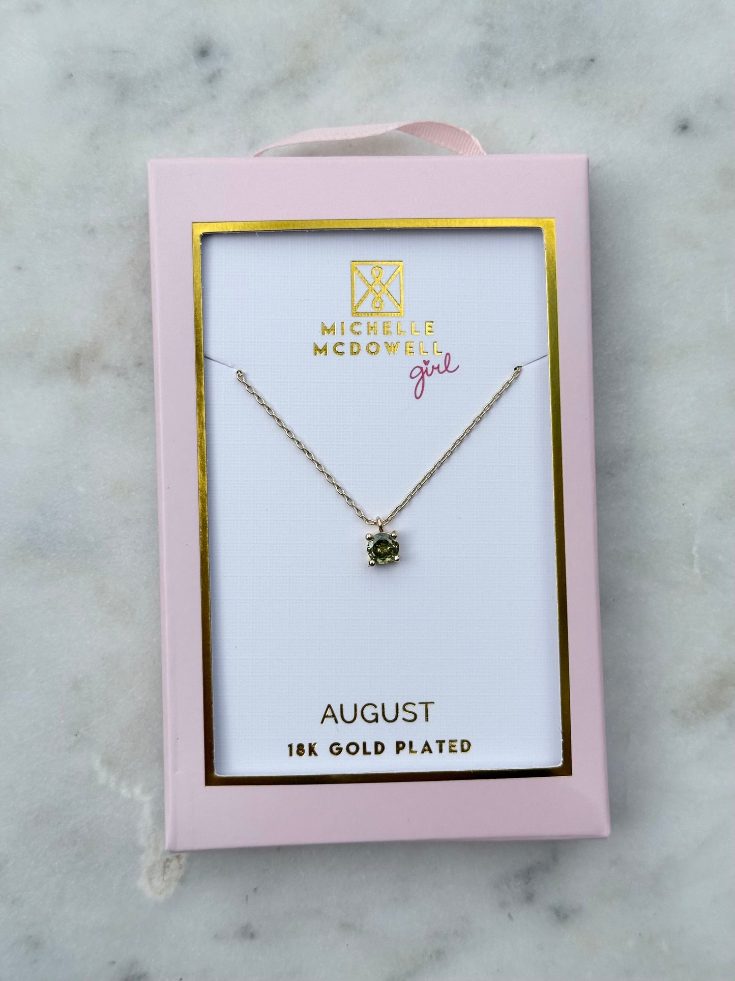 michelle mcdowell birthstone necklace - august