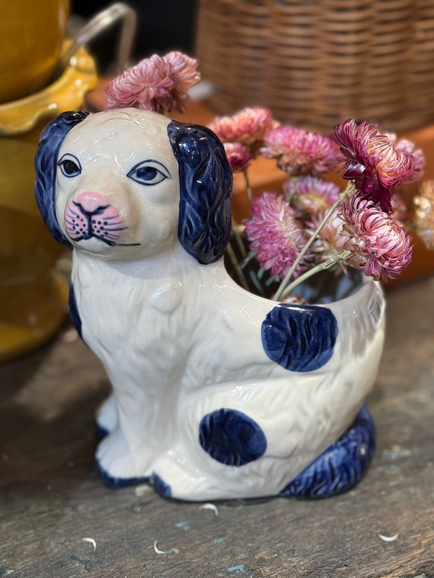 stoneware staffordshire dog shaped planter