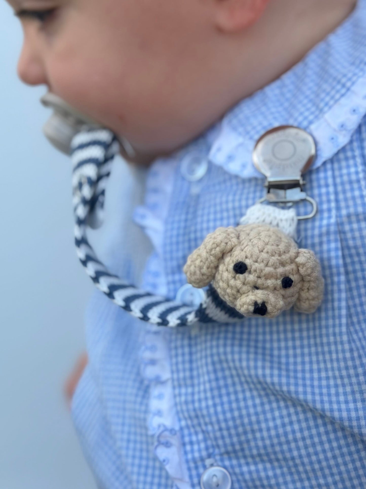 crochet paci clip - dog