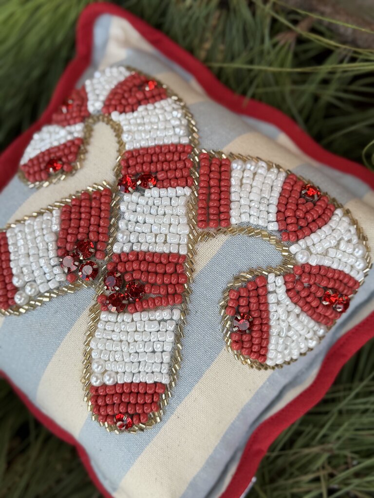 candy canes beaded pillow