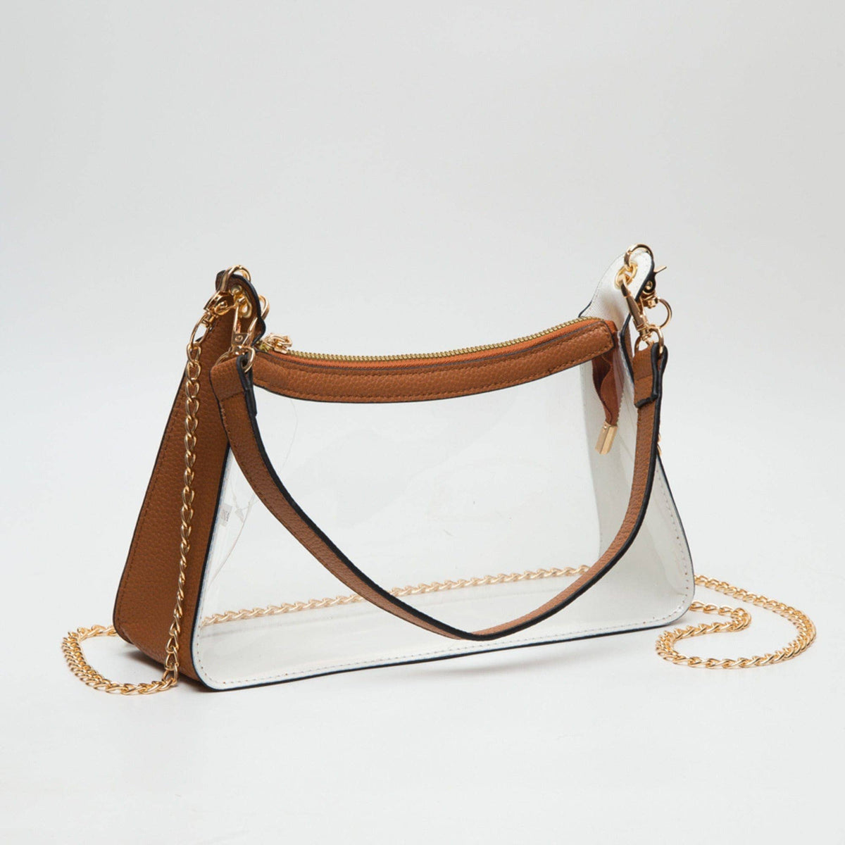 TG10618 Marilyn Clear Satchel Bag With Chain Strap: Burgundy