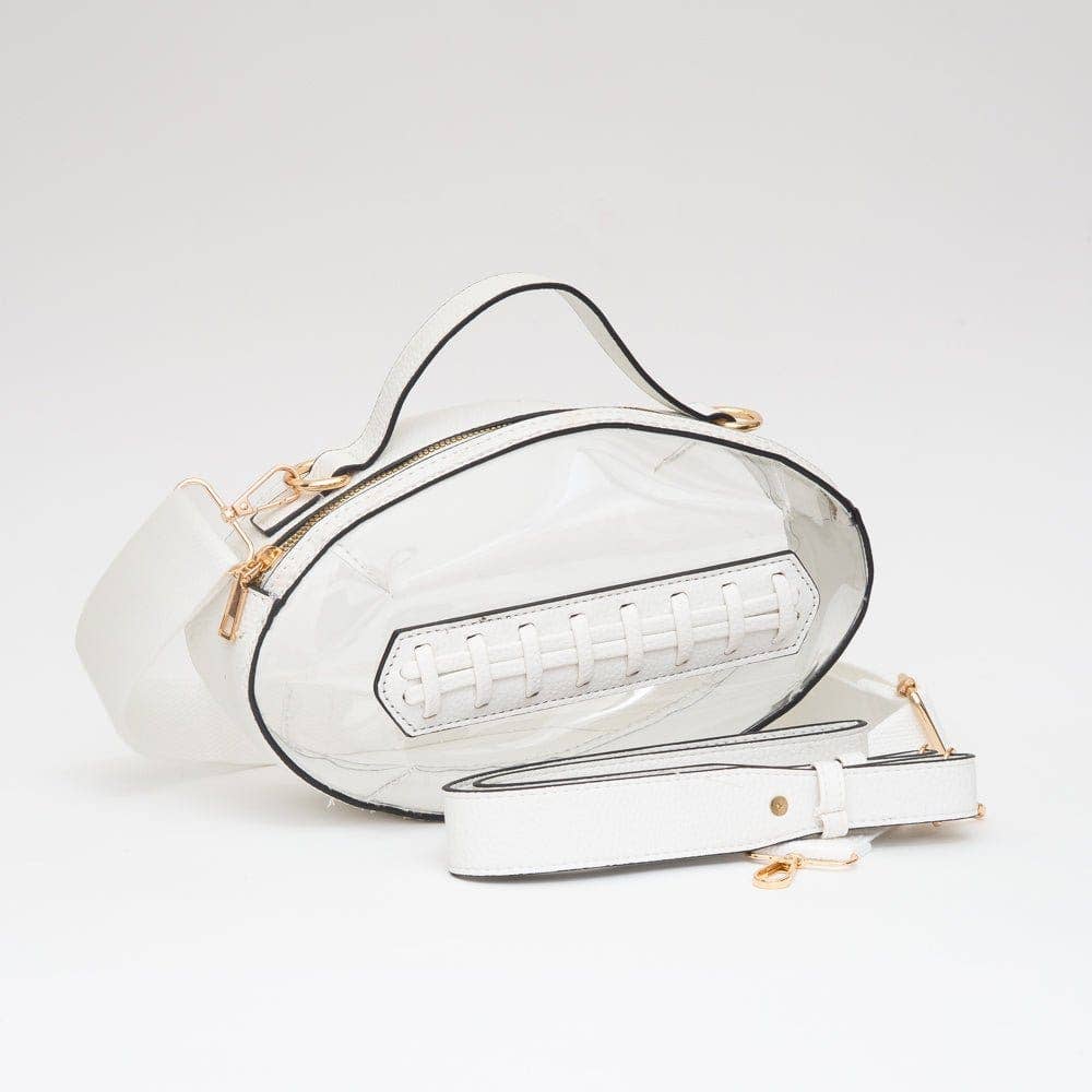 TG10695 Clear Gameday Football Stitch Detail Crossbody Bag: Burgundy