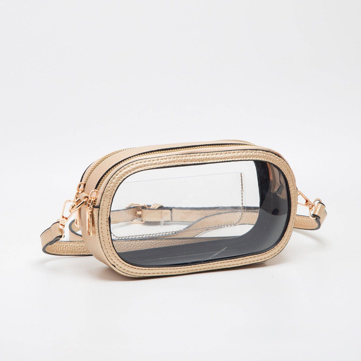 TG10552 Double Zipper Oval Clear Gameday/Stadium Bag: Tan