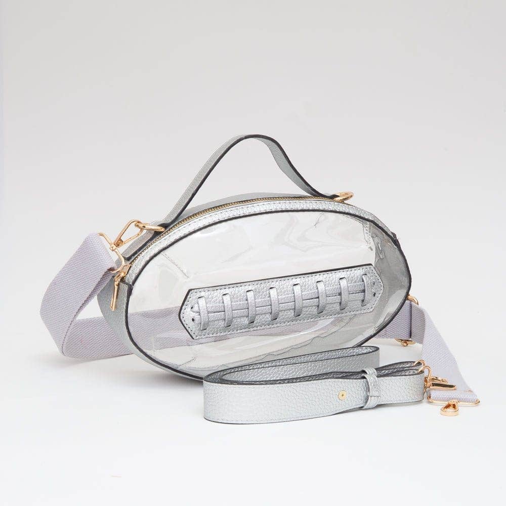 TG10695 Clear Gameday Football Stitch Detail Crossbody Bag: Burgundy