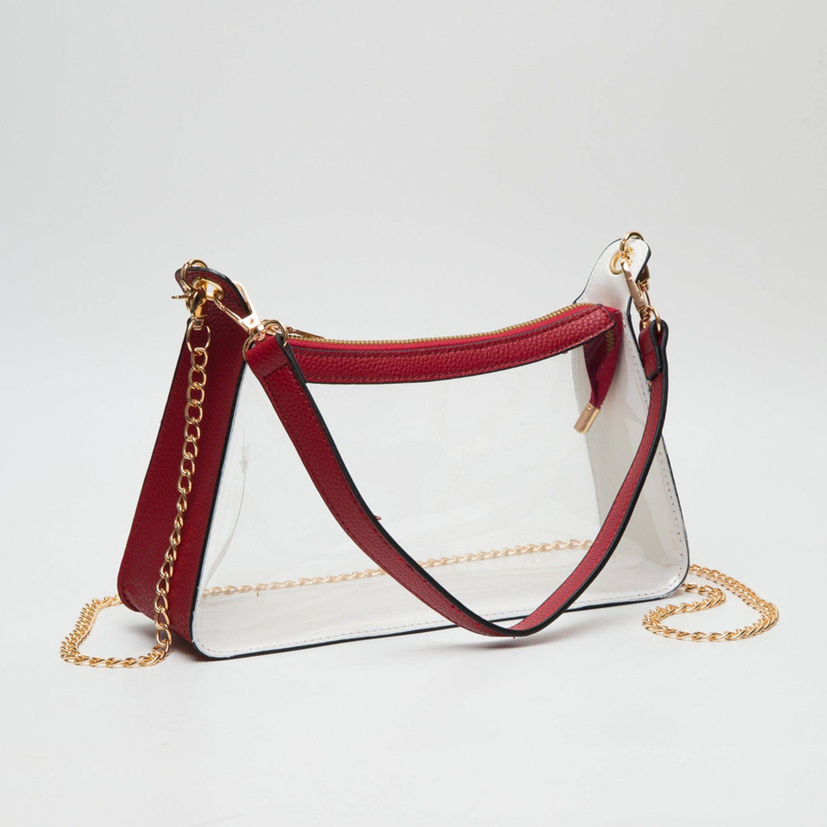 TG10618 Marilyn Clear Satchel Bag With Chain Strap: Burgundy