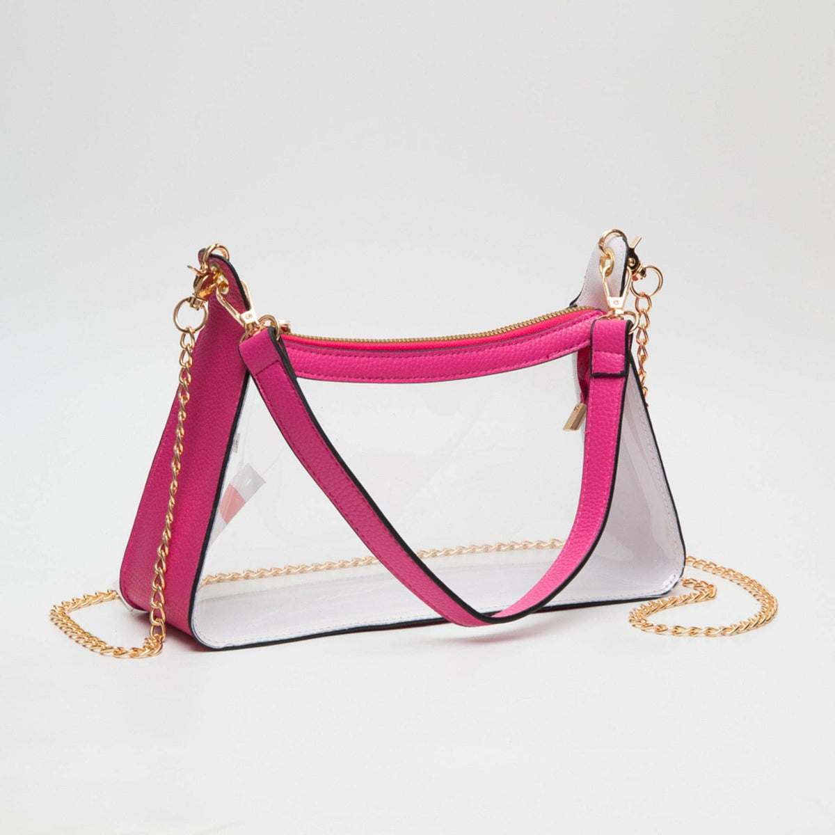 TG10618 Marilyn Clear Satchel Bag With Chain Strap: Burgundy