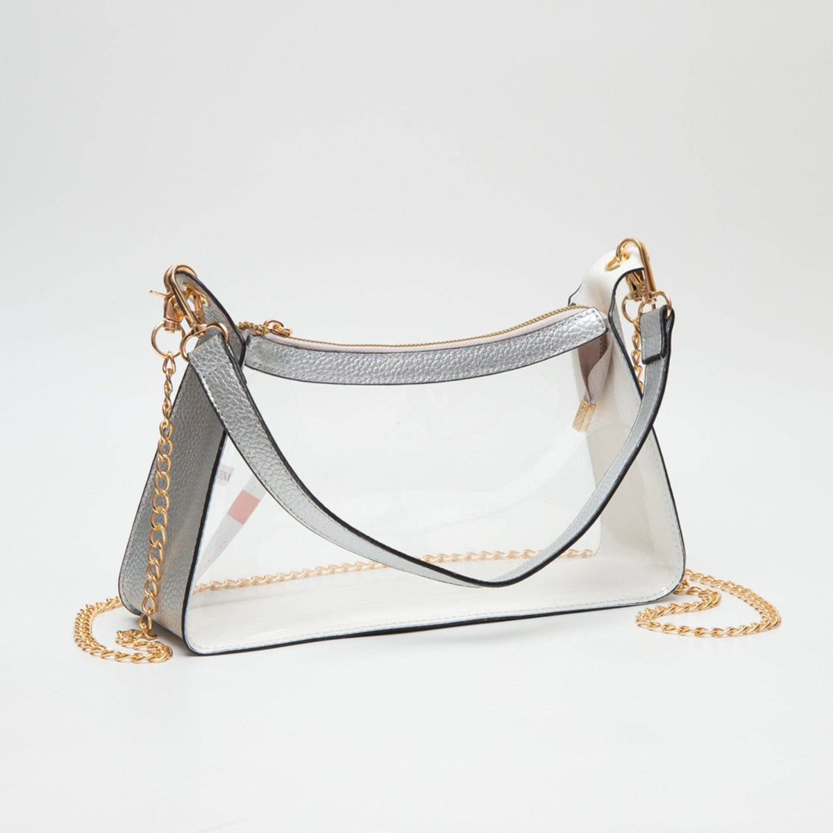 TG10618 Marilyn Clear Satchel Bag With Chain Strap: Burgundy