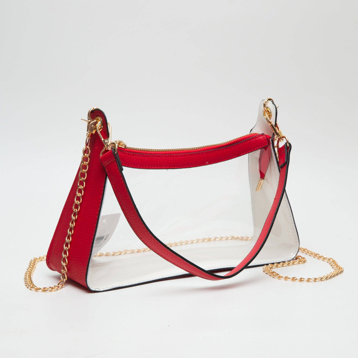TG10618 Marilyn Clear Satchel Bag With Chain Strap: Burgundy