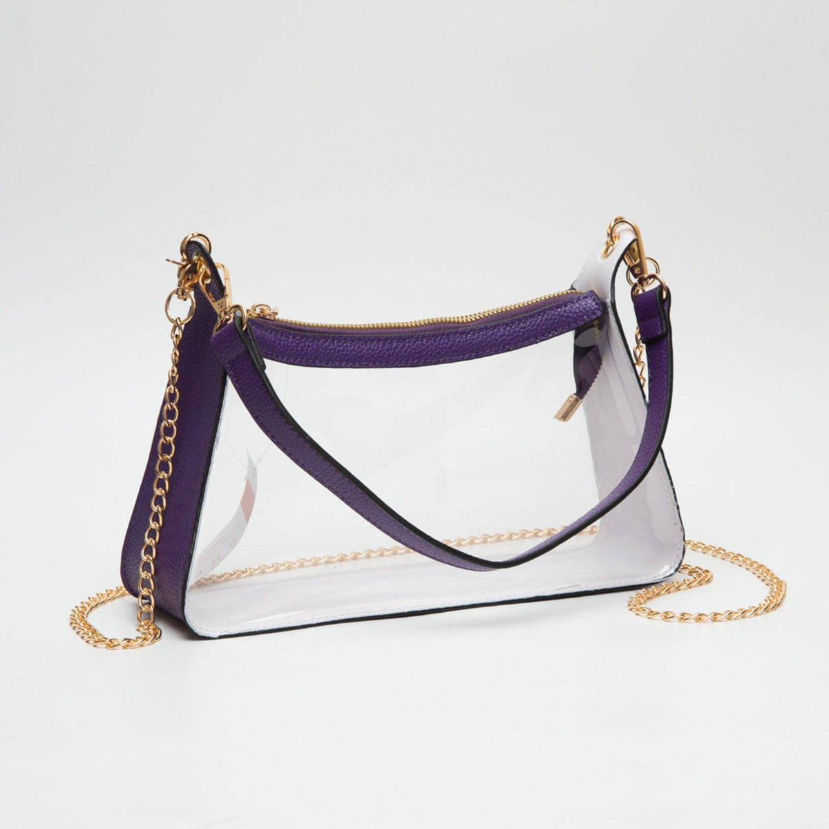 TG10618 Marilyn Clear Satchel Bag With Chain Strap: Burgundy