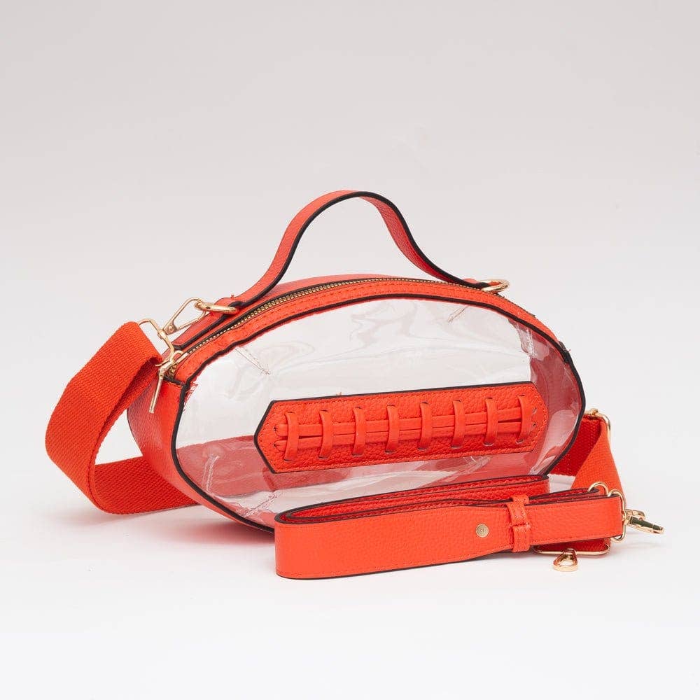 TG10695 Clear Gameday Football Stitch Detail Crossbody Bag: Burgundy