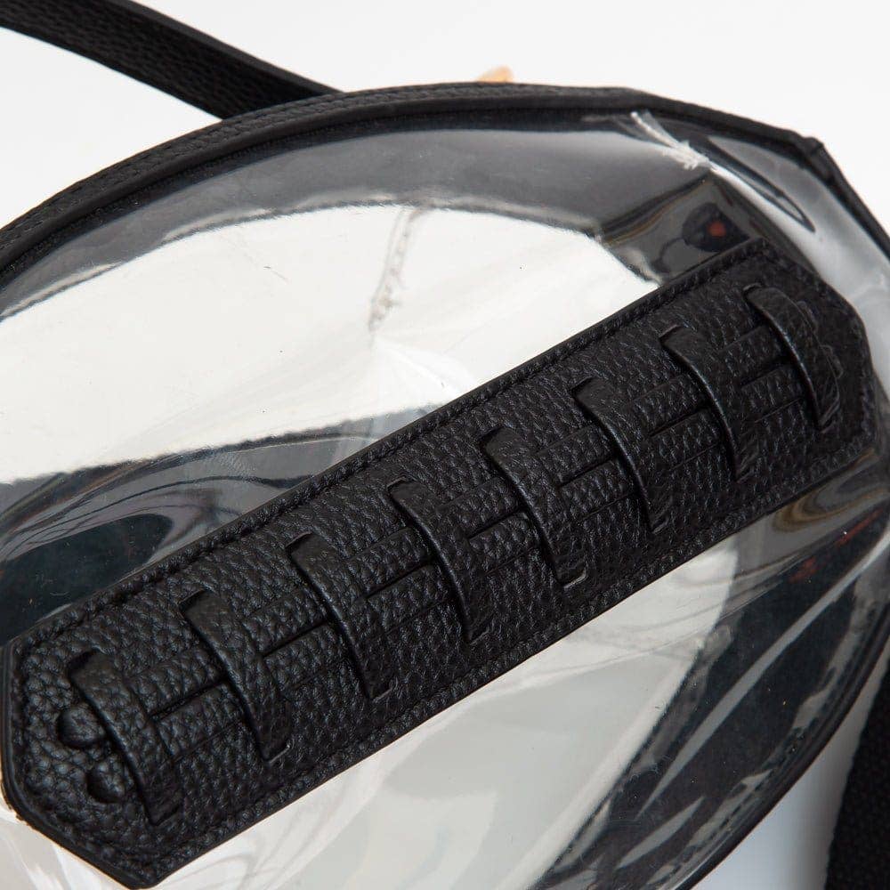 TG10695 Clear Gameday Football Stitch Detail Crossbody Bag: Burgundy