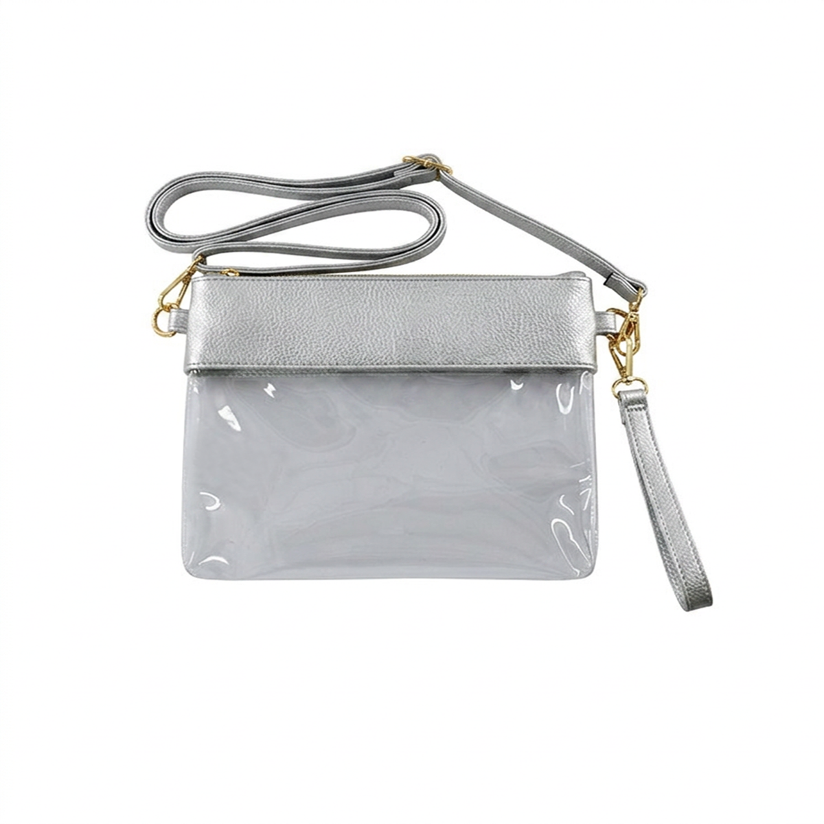 AD200T Game Day Clear Crossbody Bag/Clutch: Silver