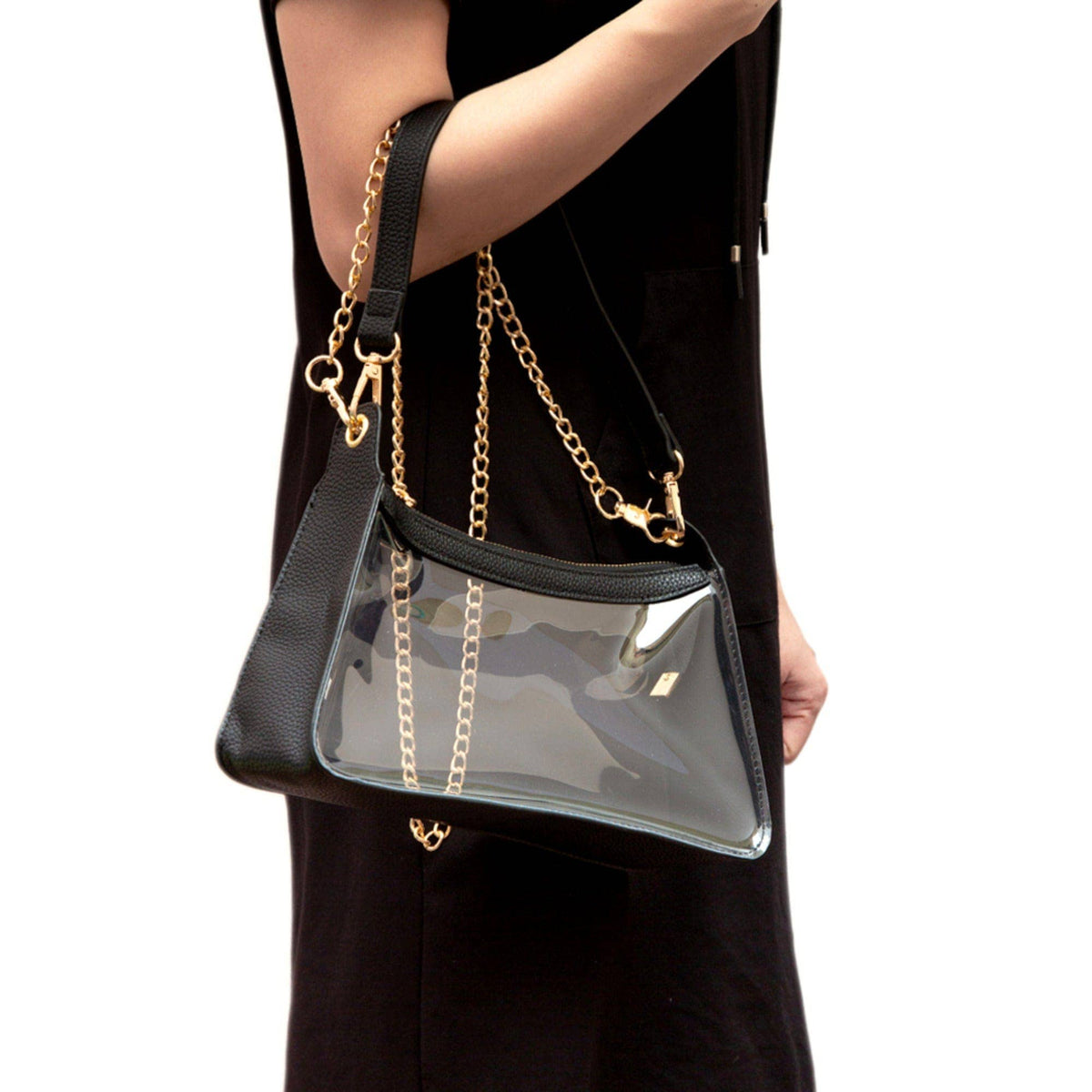 TG10618 Marilyn Clear Satchel Bag With Chain Strap: Burgundy