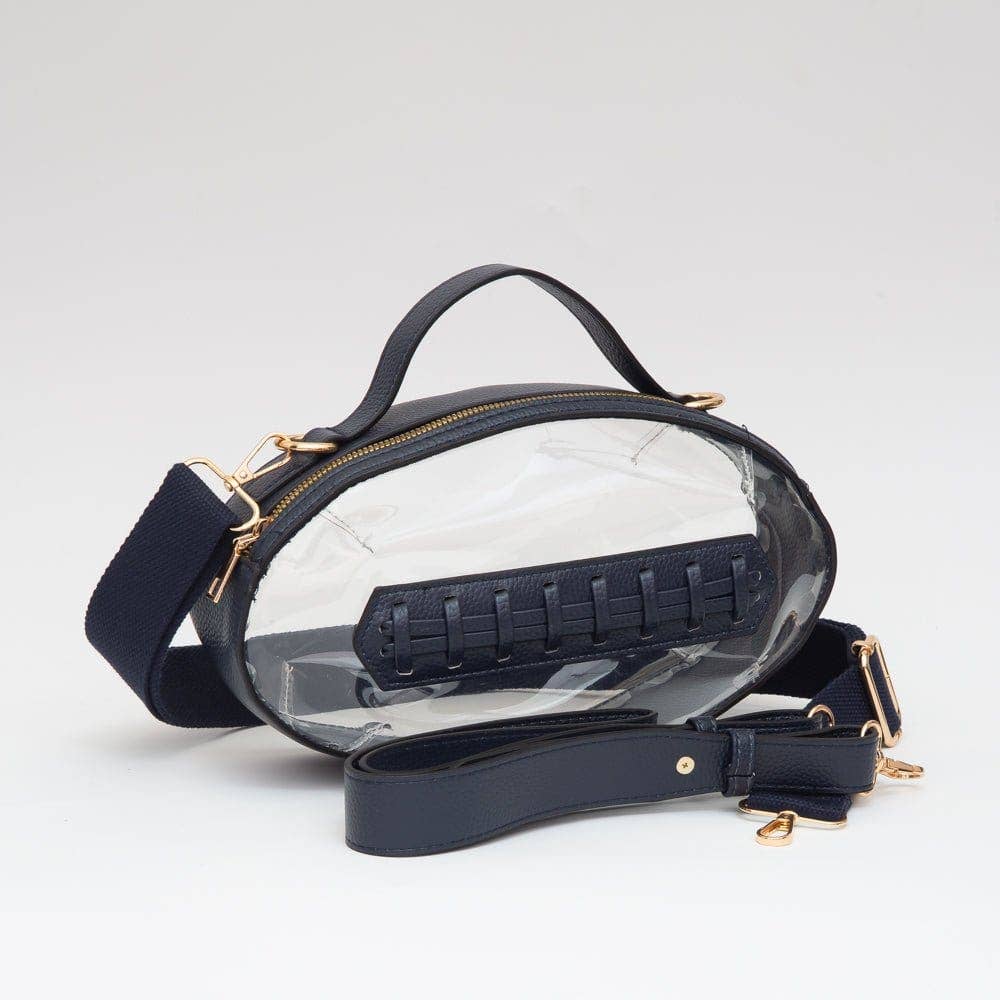 TG10695 Clear Gameday Football Stitch Detail Crossbody Bag: Burgundy