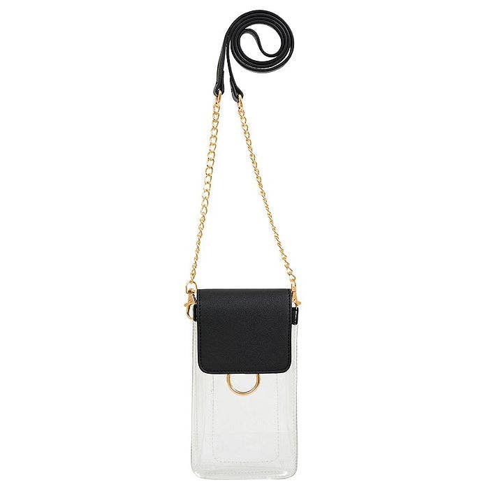 TB28208 Transparent Clear Cell Phone Holder/Crossbody: White Tiger
