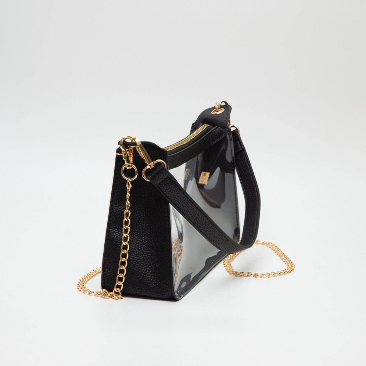 TG10618 Marilyn Clear Satchel Bag With Chain Strap: Burgundy