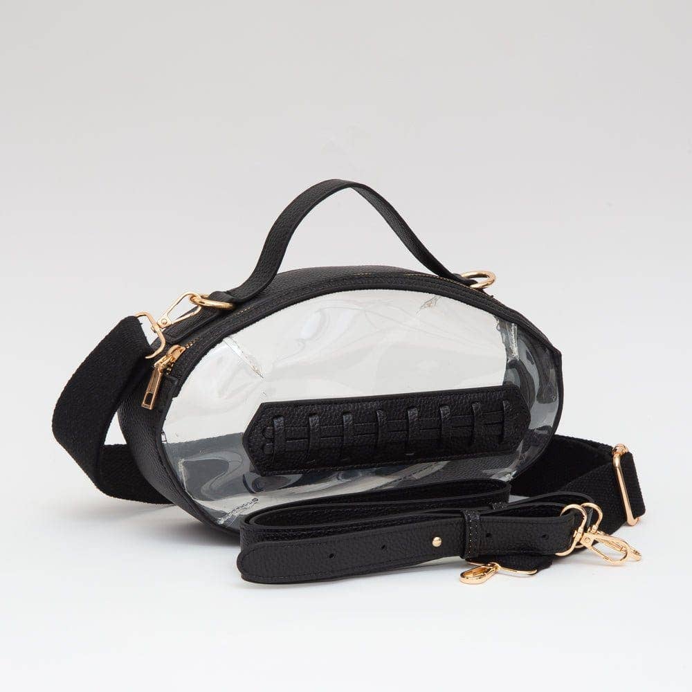 TG10695 Clear Gameday Football Stitch Detail Crossbody Bag: Burgundy