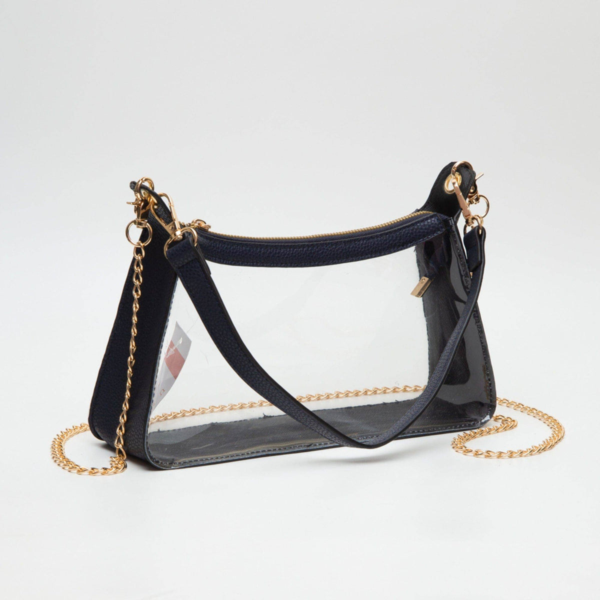 TG10618 Marilyn Clear Satchel Bag With Chain Strap: Burgundy
