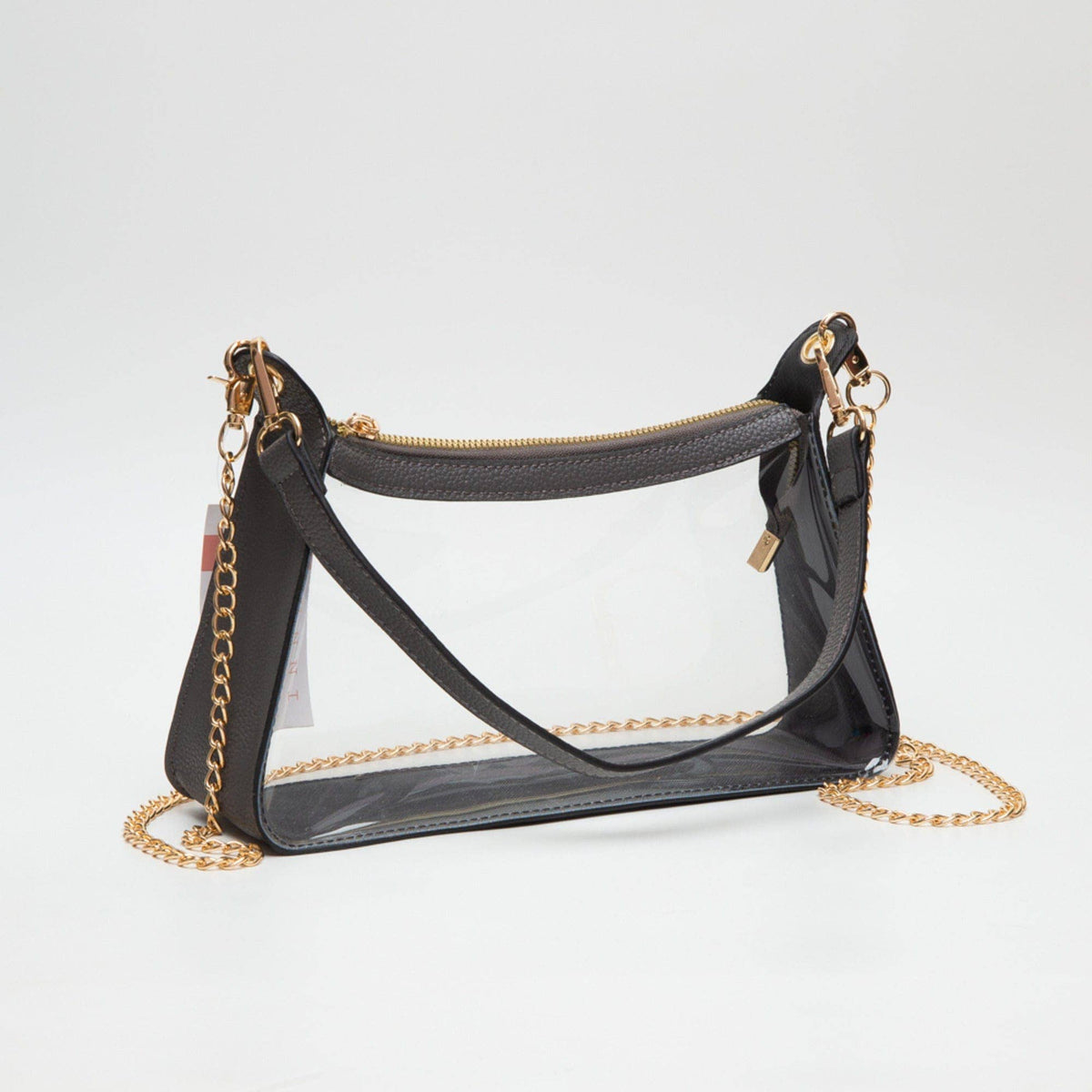 TG10618 Marilyn Clear Satchel Bag With Chain Strap: Burgundy