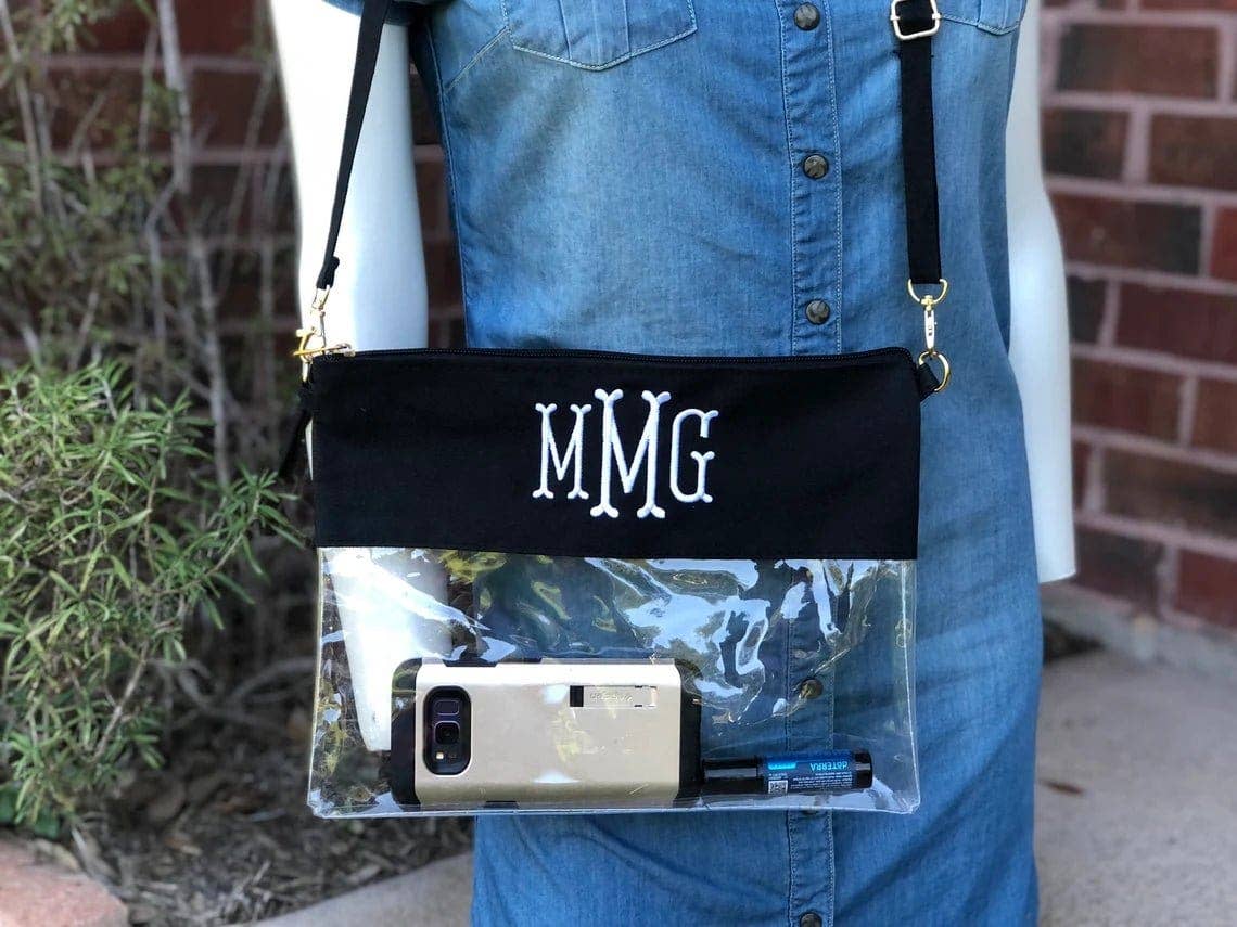 AD200T Game Day Clear Crossbody Bag/Clutch: Silver