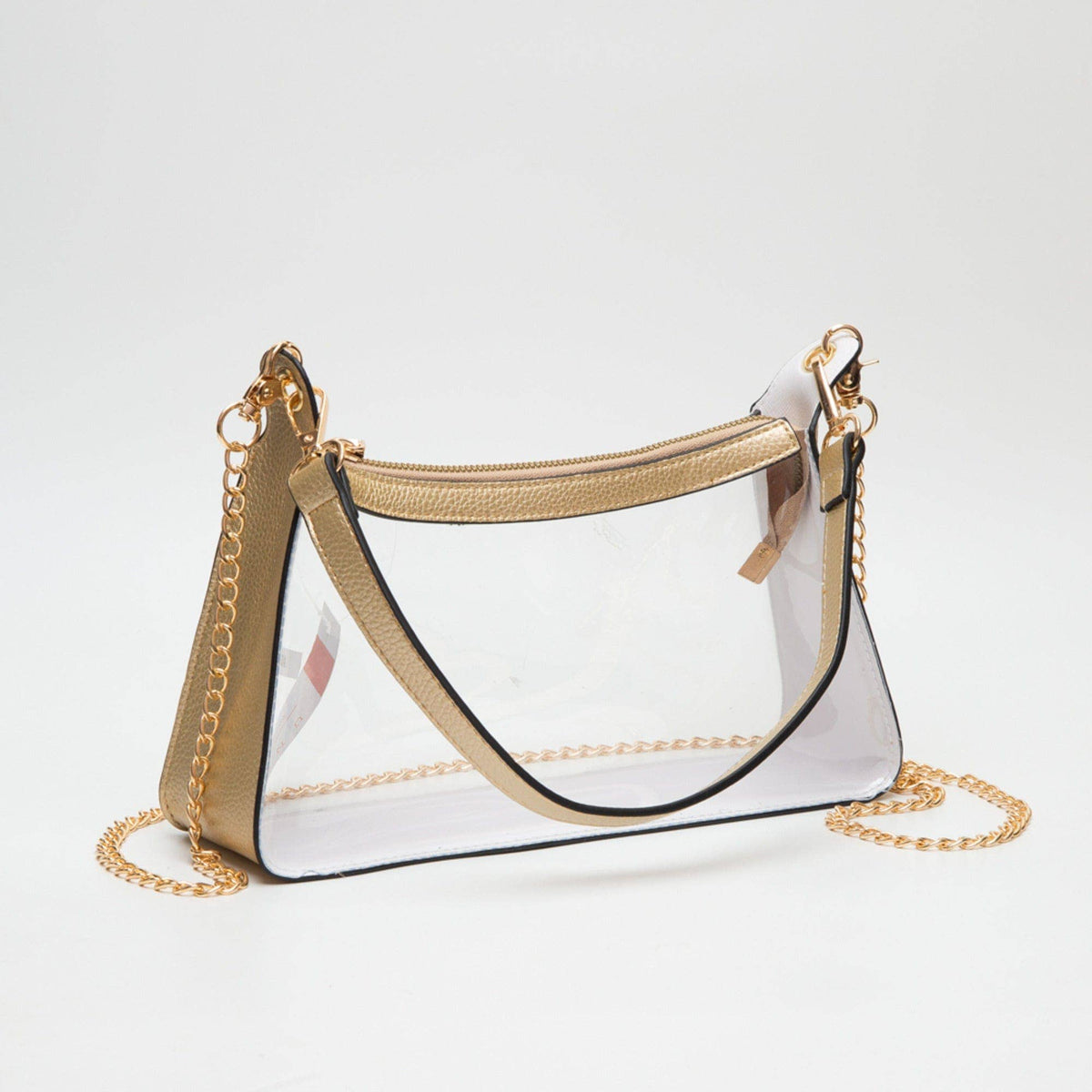 TG10618 Marilyn Clear Satchel Bag With Chain Strap: Burgundy