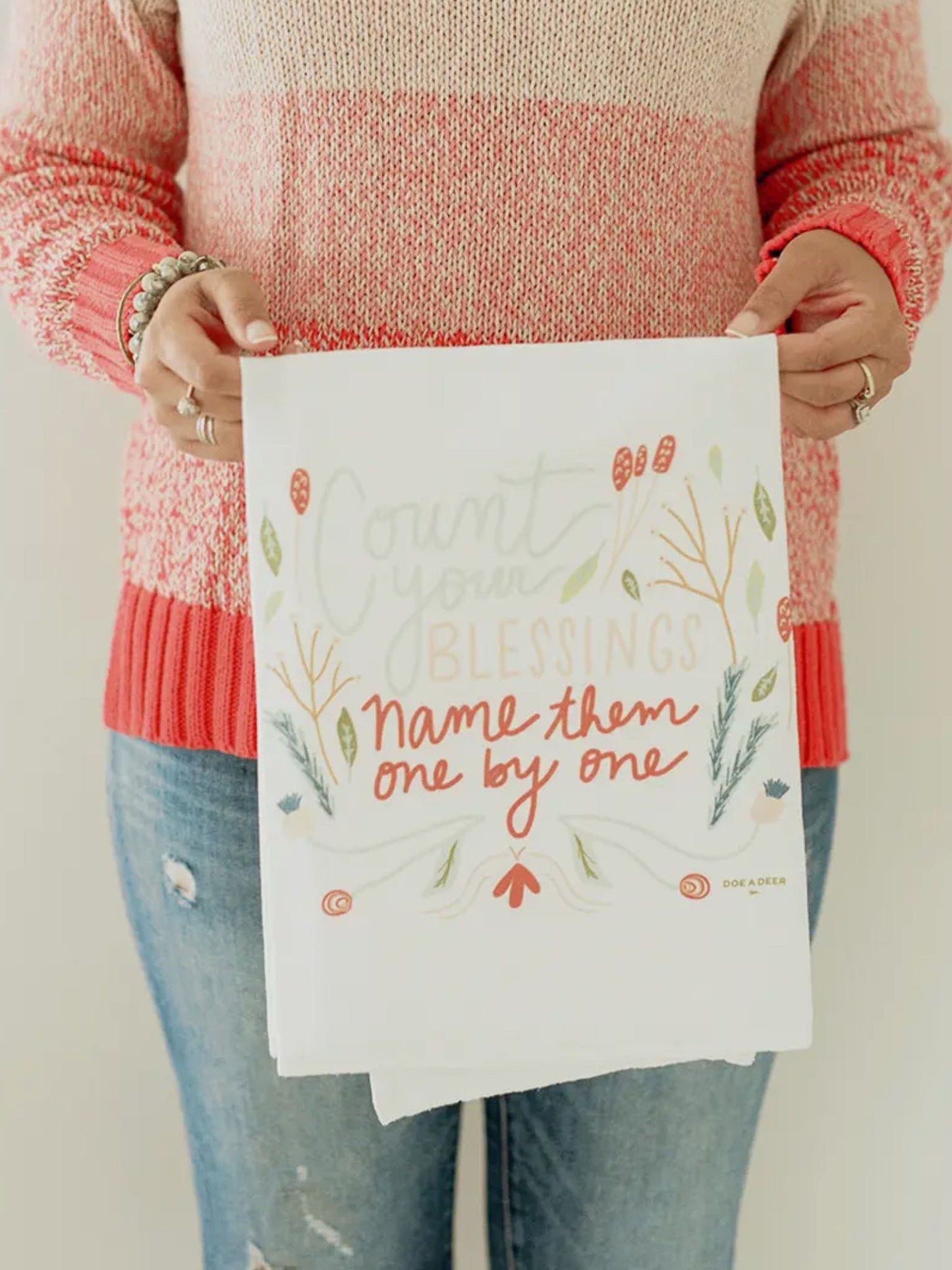Count your blessings flour sack towel
