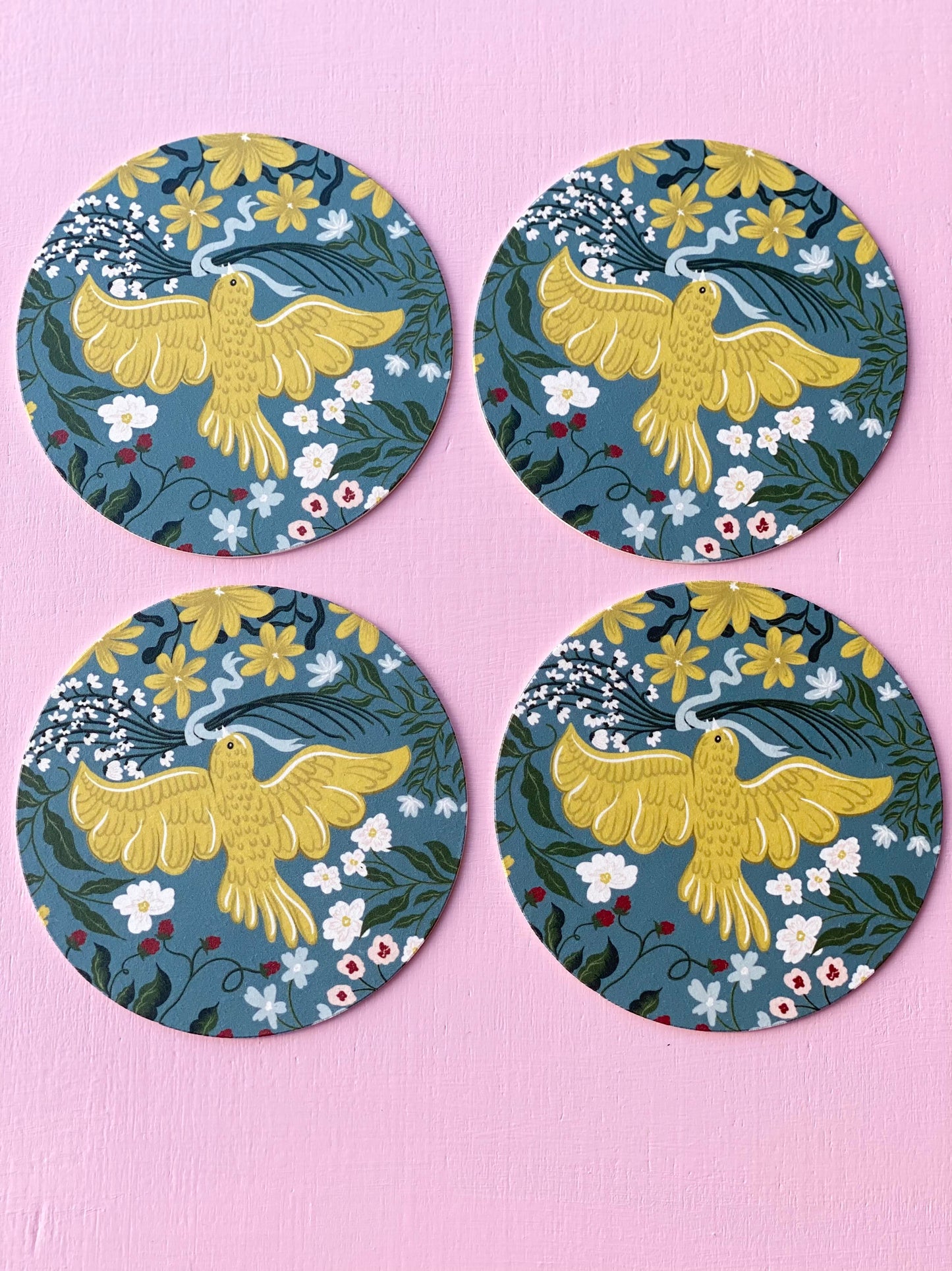 of a feather coaster - set of 4